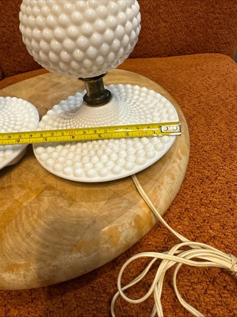 Vintage-Style White Hobnail Table Lamp Pair
